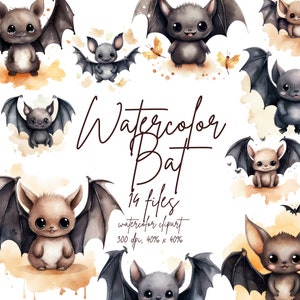 Aquarel Bat Clipart Cute Halloween Bat Clipart Spooky Halloween Clipart Aquarel vleermuizen Clipart | PNG, commercieel gebruik, direct downloaden