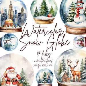 Watercolor Snow Globe Clipart Christmas Snow Globe Clipart Christmas Snow Globes PNG Xmas Clipart | PNG, Commercial Use, Instant Download