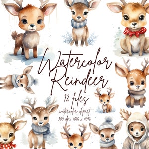 Aquarell Rentier Clipart Niedliche Rentier PNG Santa's Rentier Clipart Weihnachten Rentier Clipart | PNG, Kommerzielle Nutzung, Sofortiger Download