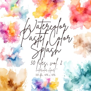 Pastell Aquarell Spritzer Clipart Alcohol Ink Splash Clipart Pastell Pinselstriche Abstraktes Aquarell | PNG Kommerzielle Nutzung Sofort Download