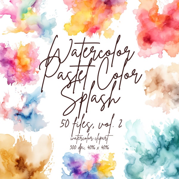 Pastel Watercolor Splash Clipart Alcohol Ink Splash Clipart Pastel Brush Strokes Abstract Watercolor | PNG Commercial Use Instant Download
