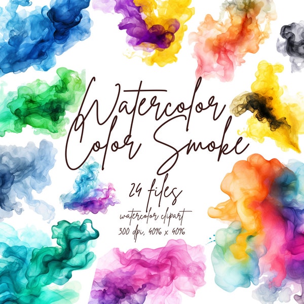 Watercolor Color Smoke Clipart Colorful Transparent Background Smoke Overlays Colorful Smoke PNG | PNG Commercial Use Instant Download