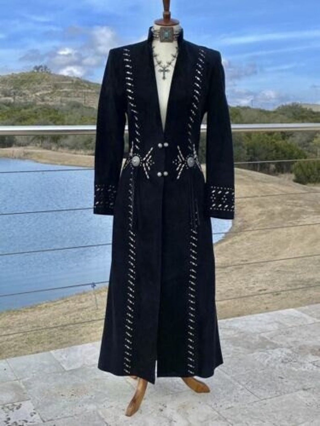 Women Western Trench Coat Cowgirl Black Suede Coat Native Etsy UK
