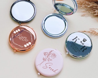 Personalized Bridesmaid Mirror, Bridesmaid Gifts, Birth Flower Pocket Mirror, Gift for Her, Compact Mirror Gifts, Bridesmaid Proposal Gift