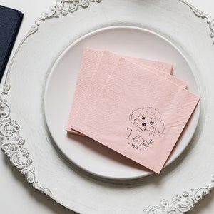 Gold and Silver Foil Napkins, Custom Pet Wedding Napkins Dog Napkins Pet Cocktail Napkins Custom Illustrated Dog Wedding Napkins