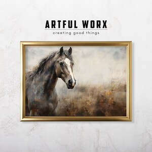 Impresión de arte de caballo oscuro / Pintura de caballo vintage / Impresión ecuestre antigua / Descargar impresión / Decoración de granja / SAMSUNG FRAME TV Art / #96