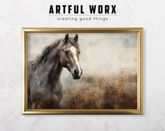 Dark Horse Art Print | Vintage Horse Painting | Antique Equestrian Print | Download Print | Farmhouse Decor | SAMSUNG FRAME TV Art | #96