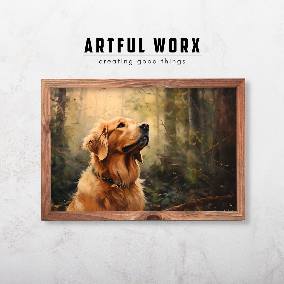 Vintage Golden Retriever Wall Art Print | Gift for Dog Lover | Dog ...
