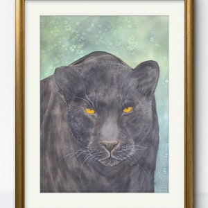 21x24 Black panther, big cat, black leopard