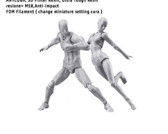 Modello di action figure snodabile: manichini maschili e femminili in formato STL (download digitale)