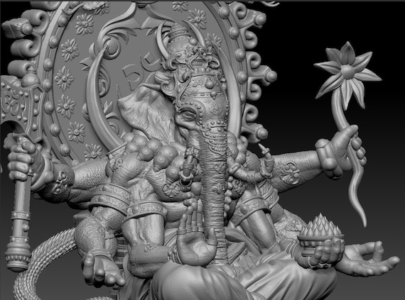 精巧な多腕ガネーシャ神の3Dモデル – 3Dプリント用ヒンドゥー教の神