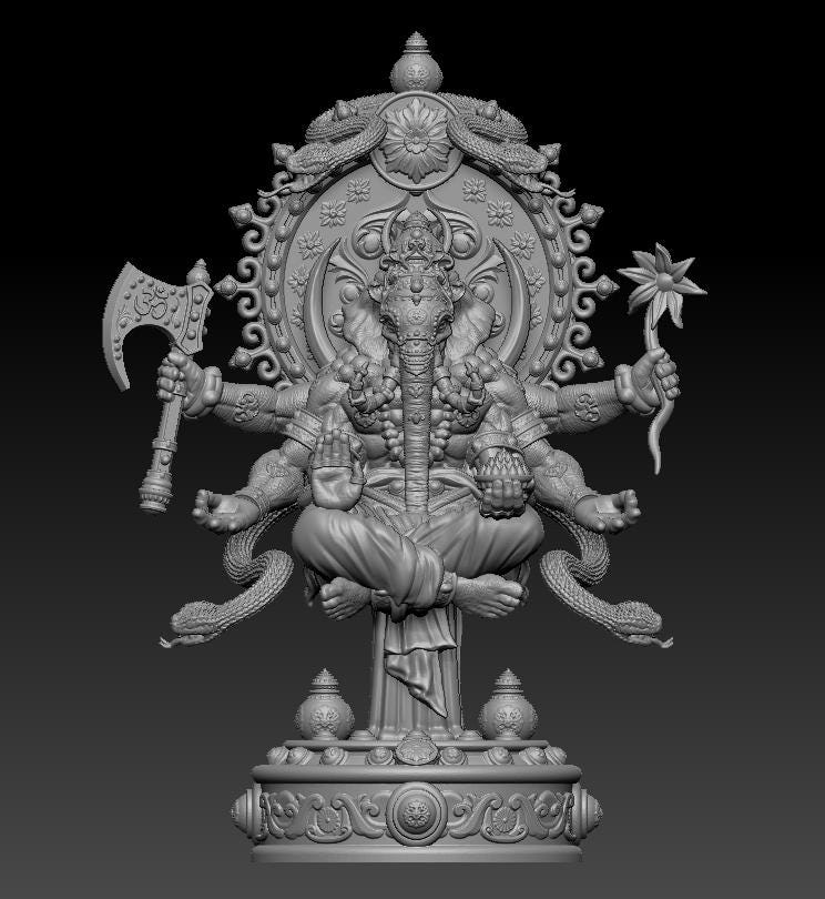 ヒンドゥー教 多腕の神像 手彫り　約30cm il_fullxfull.7140087255_3w0q.jpg