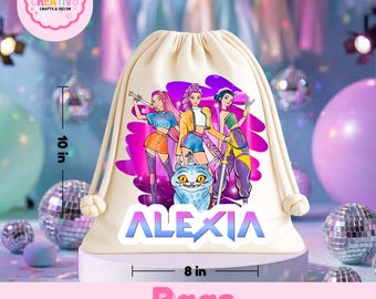 K -pop Party Favor Bags, K -pop Birthday Goodie Bag, Custom Name Velvet Drawstring Bag, K -pop Party Supplies, Girls K -pop Theme Favor