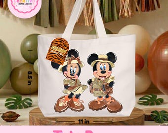Safari Birthday Party Favor Bags – Personalized Safari Mouse Tote Bags –  Cream Canvas Tote Bags - Safari Birthday Party Supplies