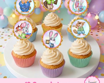 Zoo -topia Cupcake Toppers – Zoo -topia Birthday Party Decorations – Zoo -topia Party Supplies – Set of 12, 2.5 inch