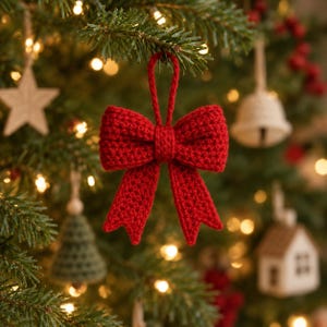 Christmas Bow Crochet Pattern, Beginner Friendly (PDF Pattern)