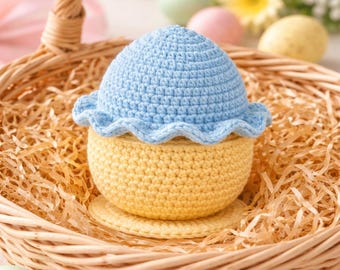 Patroon gehaakt paasei invulbaar | Geschenkdoos met ruches (pdf-download)