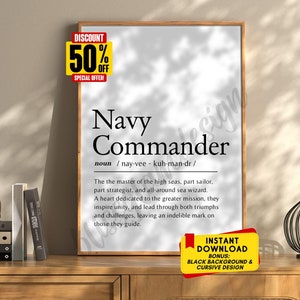 Marine commandant definitie afdrukken US Navy commandant geschenken marine commandant promotie marine pensioen afdrukbare muur kunst marine veteraan geschenken