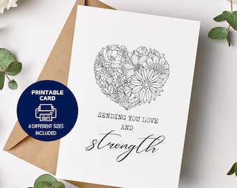 Printable Card Thinking of You Card For Friend, Sending Love Encouragement Card, Stay Strong Card, Here For You Card Printable Envelope