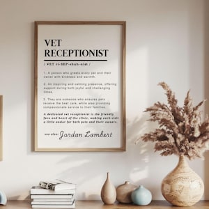 Veterinary Receptionist Definition Print Vet Receptionist Week Vet Clinic Staff, Office Decor Printable Wall Motivational Art Coworker Gifts