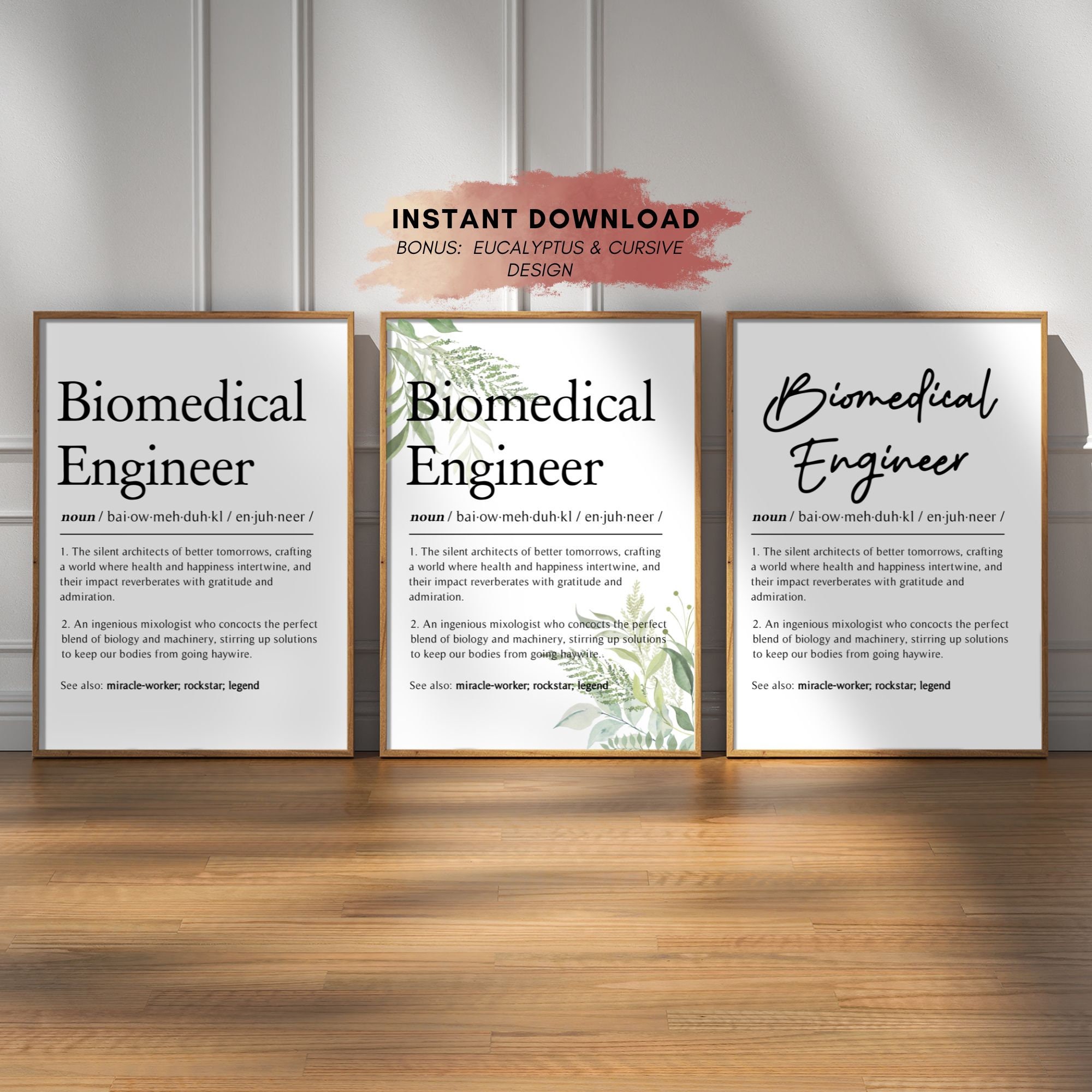 Biomedical Engineer Definition Wall Art Motivational Print for Etsy