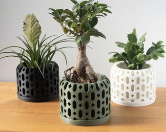 Lot de 3 caches pots de fleur (24 couleurs) d'intérieure collection "MIA" / impression 3D / jardinière / design / habillage pot