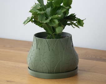 Cache pot / Pot de fleur (24 couleurs) d'intérieure collection "FOLIUM" / impression 3D / jardinière / design / habillage pot