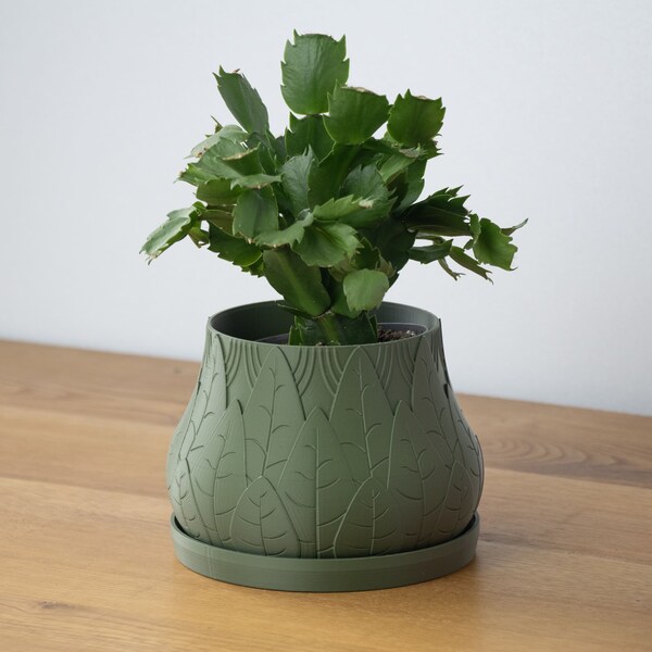 Cache pot / Pot de fleur (24 couleurs) d'intérieure collection "FOLIUM" / impression 3D / jardinière / design / habillage pot