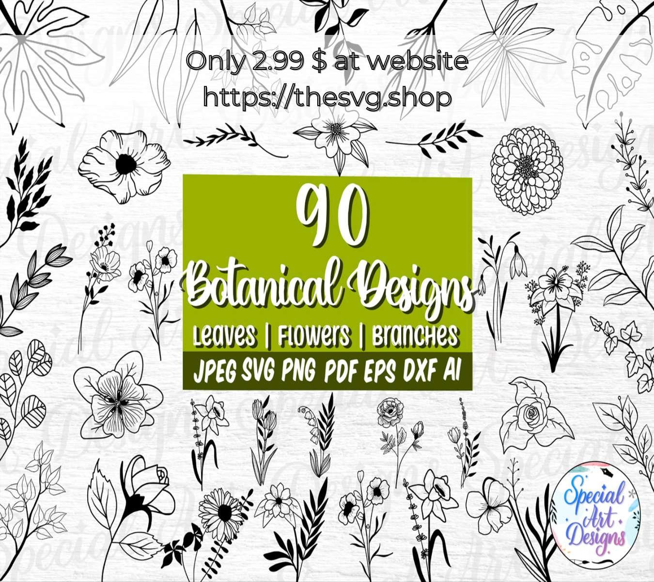 Botanical Svg Bundle Floral Svg flower Svg botanical - Etsy