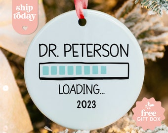 Dokter laden ornament, doctoraat afgestudeerd ornament, promovendus kerstornament, PhD afstudeergeschenken, Dr ornament, (CO-143 laden)