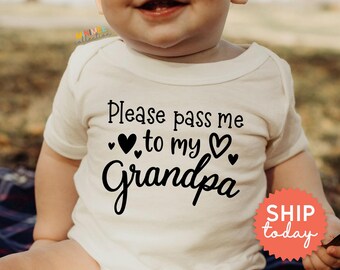 Please Pass Me To My Grandpa Baby Onesies® Brand | Funny Grandpa Gift | Newborn Bodysuit | Baby Shower Gift (BC-DAD110)