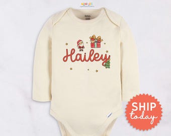 Personalized Christmas Onesies® Brand - Custom Name Santa Gifts Bodysuit - Cute Holiday Baby Outfit(BC-CHR117)