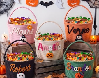 Personalized Halloween Basket for Girl | Trick-or-Treat Bucket with Custom Name for Kids