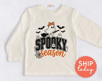 Spooky Season Toddler Shirt - Cute Halloween Ghost Kids Tee - Toddler Halloween Outfit(BC-HAL186)