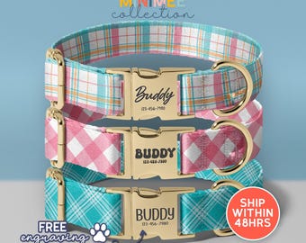 Easter Dog Collar Personalized, Cute Dog Collars, Gifts for Pets, Dog Collars with Name, Spring Dog Collar, (DC-105)
