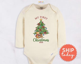 Baby's First Christmas Onesies® Brand - Cute Baby Bear Bodysuit - Holiday Baby Gift(BC-CHR114)