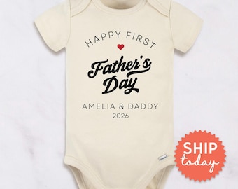 Personalized First Father's Day Baby Onesies® Brand | Custom Dad Gift from Baby | Happy First Father's Day Bodysuit (BC-DAD101)
