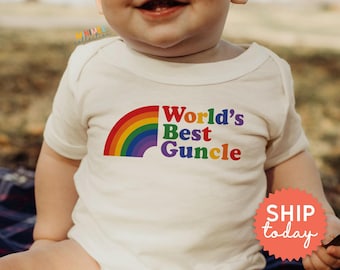 Rainbow Guncle Baby Onesies® Brand | Gay Uncle Shirt | Pride Baby Bodysuit | New Baby Announcement Gift (BC-PRI109)