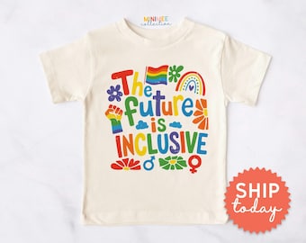 The Future Is Inclusive Shirt Kids Rainbow Pride Tee | Diversity Equality Shirt | LGBTQ Support Youth Clothing (BC-PRI119)