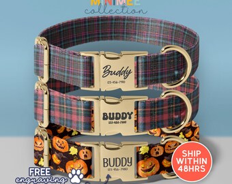 Pumpkin Season Dog Collar, Halloween Bats Dog Collar, Halloween Costume For Dog, Personalized Dog Accessories, Holiday Dog, (DC-173)