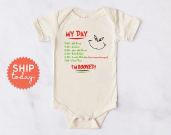 My Day I'm Booked Onesies® Brand, Funny Milk Schedule Bodysuit, Winter Baby Clothes, Christmas Onesies® Brand, Holiday Baby Gift