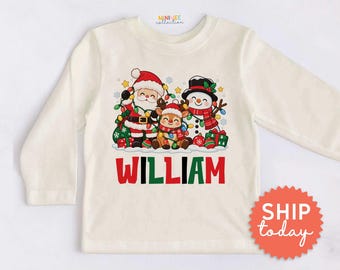 Personalized Christmas Kids Shirt - Custom Name Santa Baby Bear Snowman Tee - Together Christmas Light Kid Apparel(BC-CHR102)