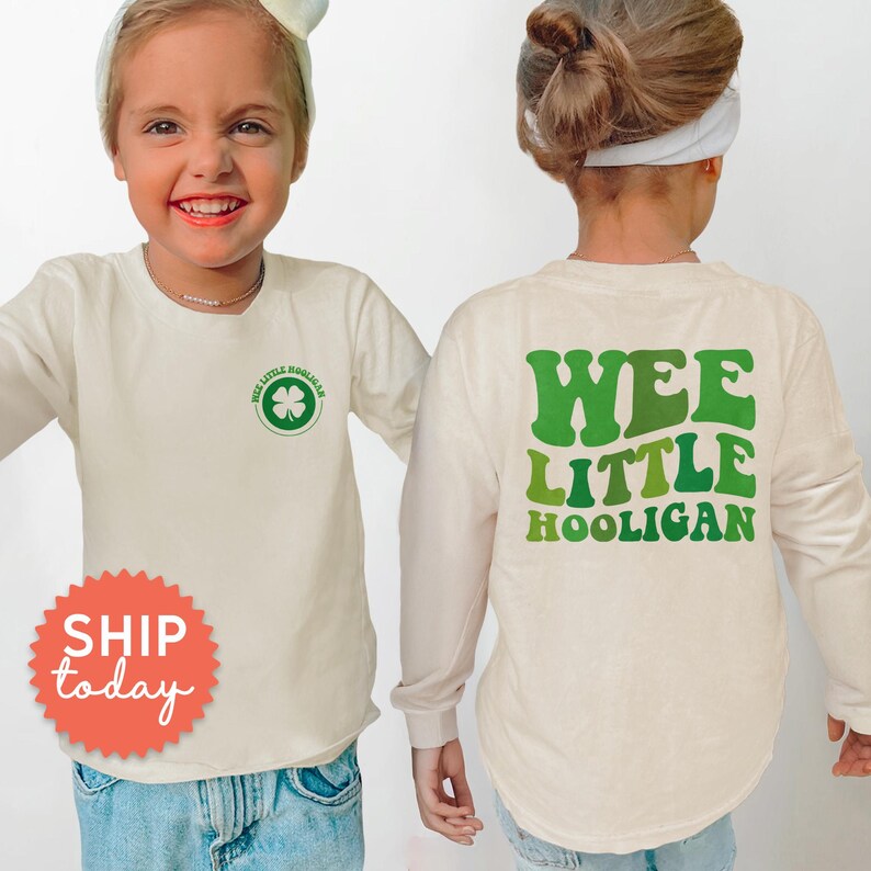 Wee Little Hooligan Shirt, Kids Lucky Charm Tees, Saint Patrick's Day Apparel, Toddler Shamrock Clothing, (FBC-STP8) image 4