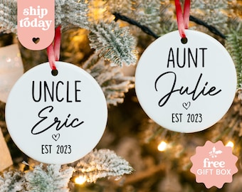 New Uncle Aunt Christmas Ornament, Aunt To Be Keepsake, Uncle Christmas Gift, Pregnancy Announcement, Announcement Ornament