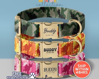 Paint Splatter Dog Collar, Engraved Dog Collar, Personalized Dog Collar with Name, Gift for Dog Lover, (DC-125)