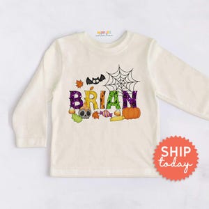Personalized Spooky Halloween Onesie® Brand, Halloween Things Baby Bodysuit, Custom Name Baby Clothes, Newborn Spooky Outfit, (BC-HAL103) immagine 4