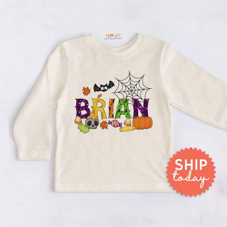 Personalized Spooky Halloween Onesie® Brand, Halloween Things Baby Bodysuit, Custom Name Baby Clothes, Newborn Spooky Outfit, (BC-HAL103) immagine 4