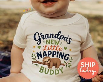 Grandpa's Little Napping Buddy Baby Onesies® Brand | Sloth Baby Bodysuit | New Grandpa Gift | Cute Baby Clothes (BC-DAD108)