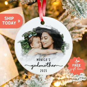 Décoration photo mère et enfant, décoration personnalisée pour marraine, souvenir de Noël personnalisé, cadeau unique pour Noël (PO-36)