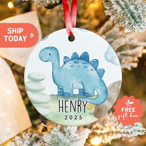 Customized Dino Christmas Ornament, Kids Name Christmas Keepsake, Baby Boy Chrismtas Present, Personalized Name Ornament
